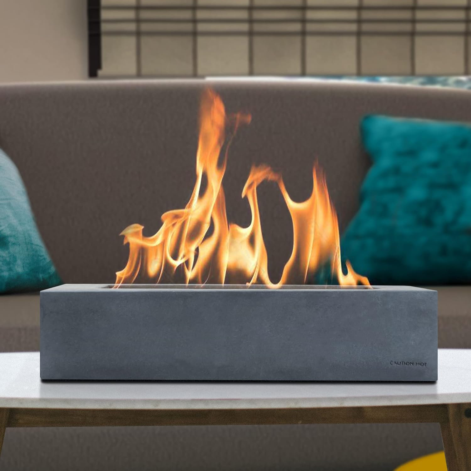 Latitude Run® Kante 18" L Rectangle Tabletop Fire Pit, Concrete Table — free download